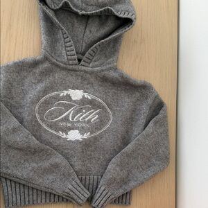 Kith Heather Gray Knit Hoodie for girls size 6/7 in Excellent Condition